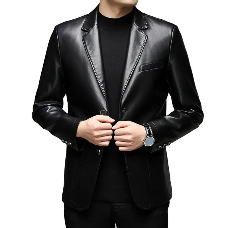 Jaqueta Masculina Gola Lapela Estilo Casual Elegante – (Promoção de Inverno 2025)