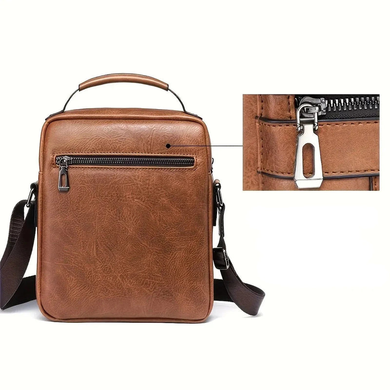 Bolsa de Ombro de Couro PU para Homens, Bolsas Crossbody, Business Flap, Mala Mensageiro Sólida Masculina, Bolsa de Viagem para iPad, 9.7 ", Brand