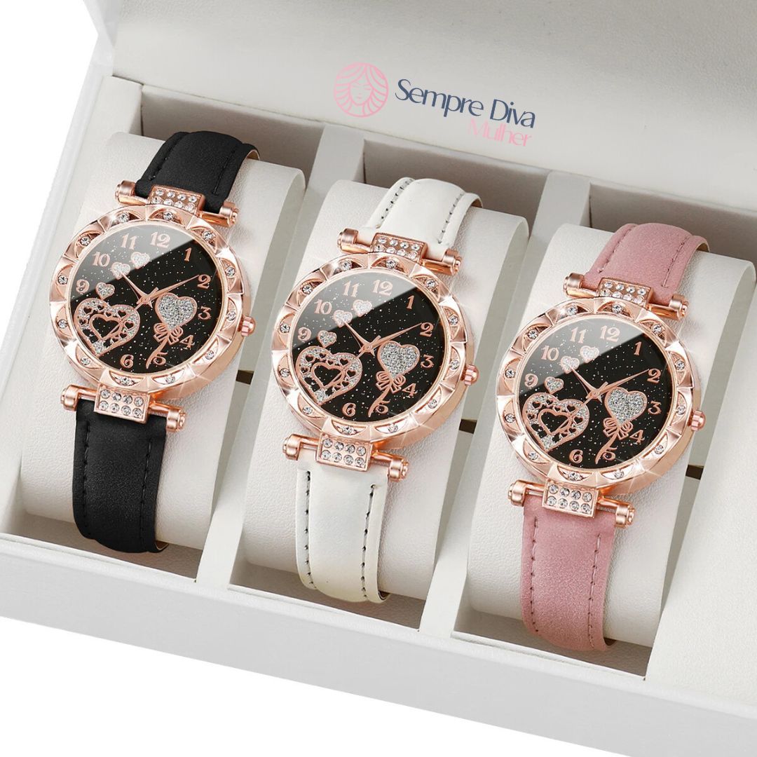 Relógio Feminino Quartzo Premium Sempre Diva - Compre 1 Leve 3